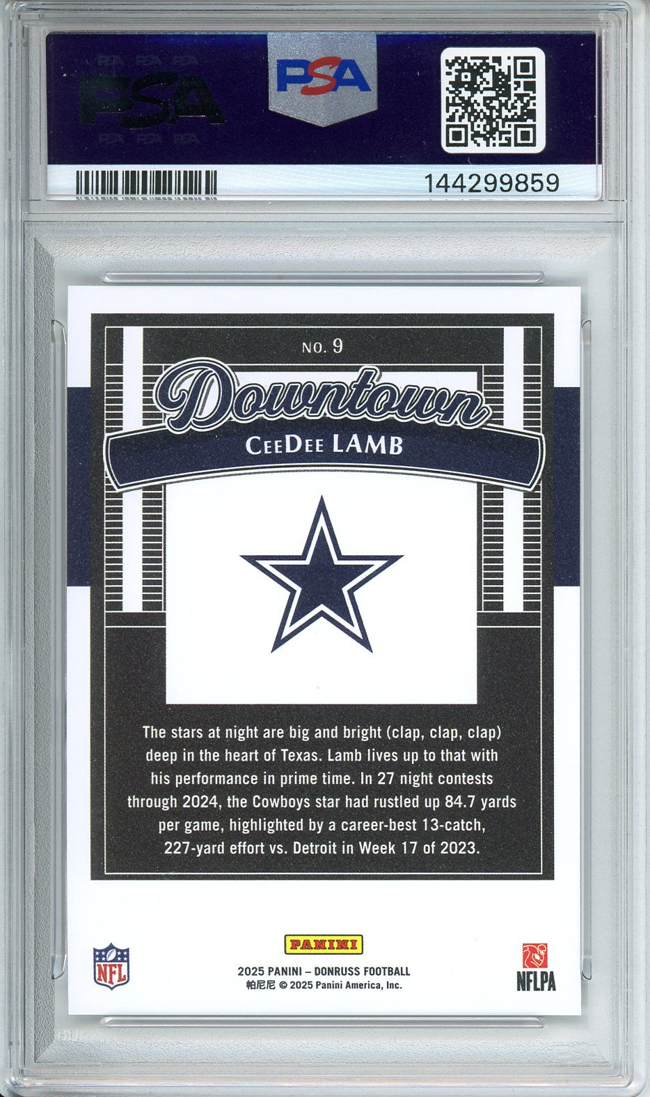 2025 Donruss CeeDee Lamb Downtown! #9 PSA 10