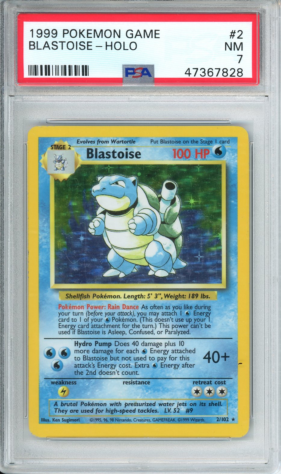 1999 Pokemon Game Blastoise - Holo #2 PSA 7