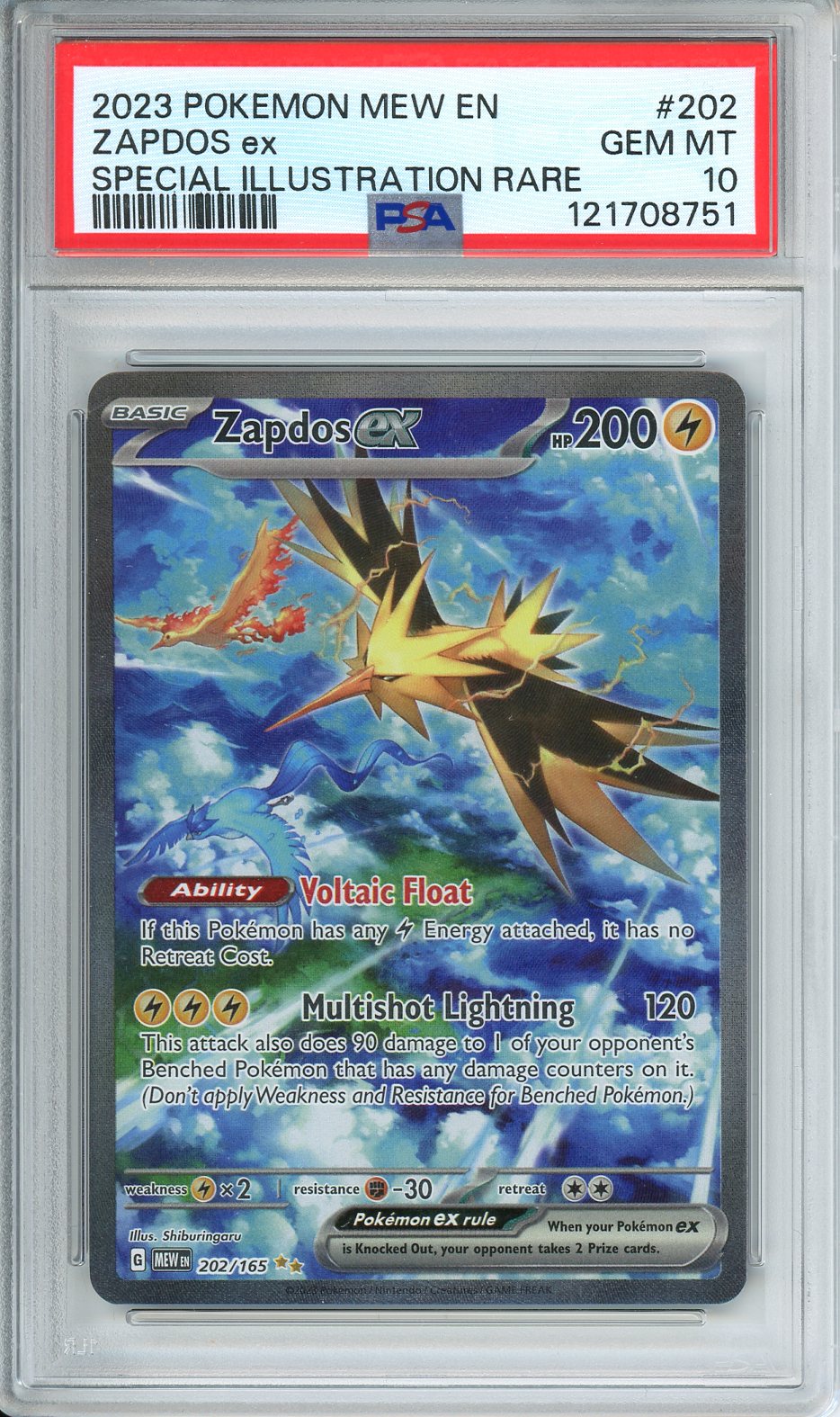 2023 Pokemon Mew En Zapdos ex Special Illustration Rare #202 PSA 10
