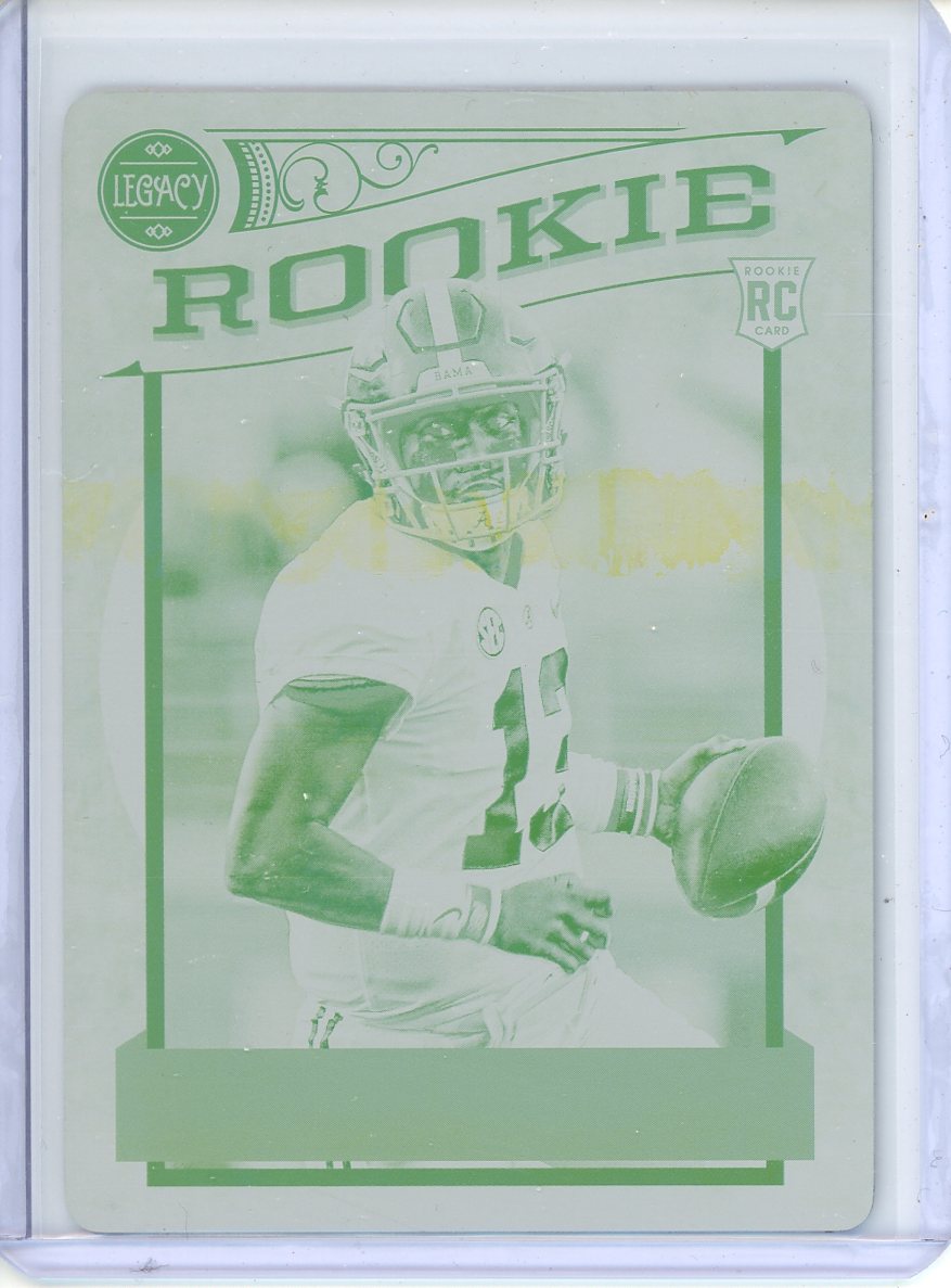 2020 Panini Legacy Tua Tagovailoa RC #144 Yellow Printing Plate 1/1