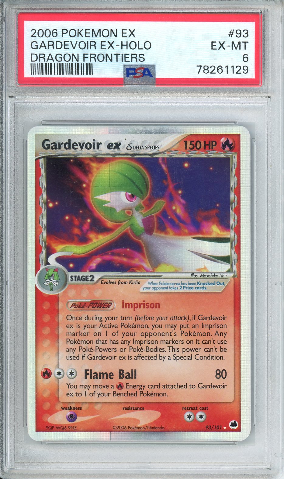 2006 Pokemon EX Gardevoir EX - Holo Dragon Frontiers #93 PSA 6