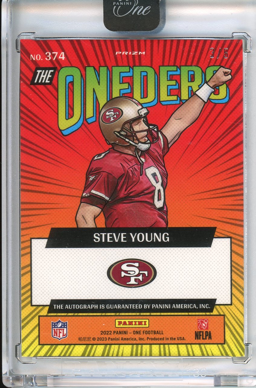 2023 Panini One Football Steve Young The Oneders Auto /5 No. 375