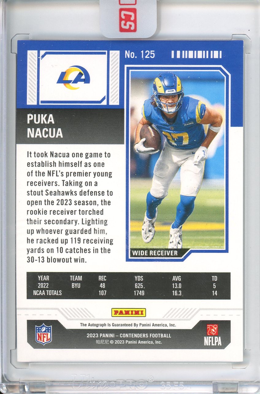 2023 Panini Contenders Football Puka Nacua Rookie Auto Divisional Ticket /99 No. 125