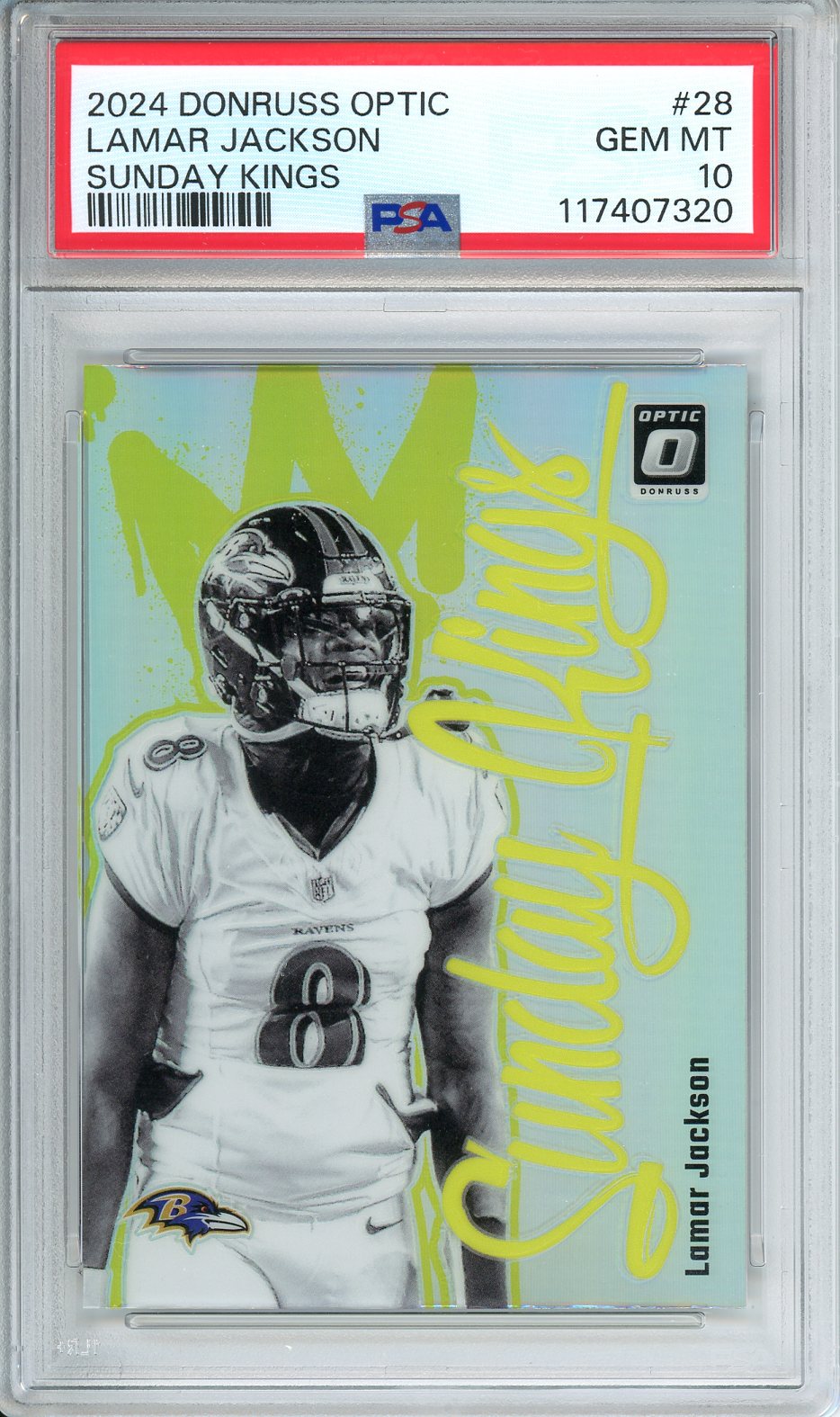 2024 Donruss Optic Lamar Jackson Sunday Kings PSA 10 #28