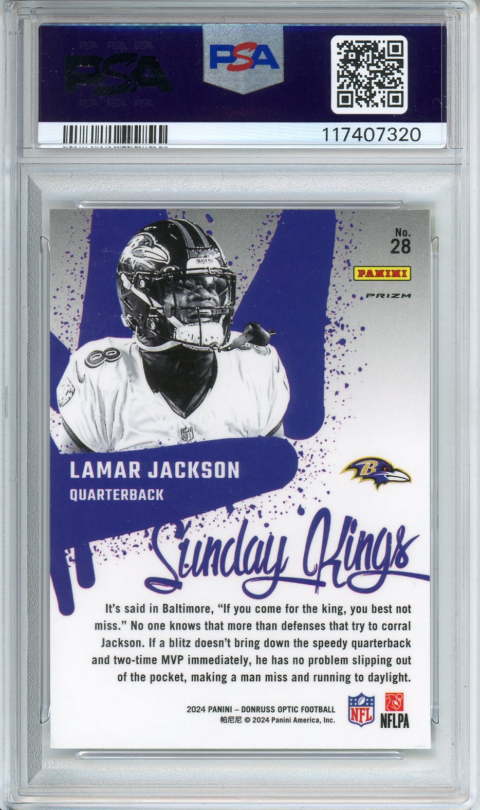 2024 Donruss Optic Lamar Jackson Sunday Kings PSA 10 #28