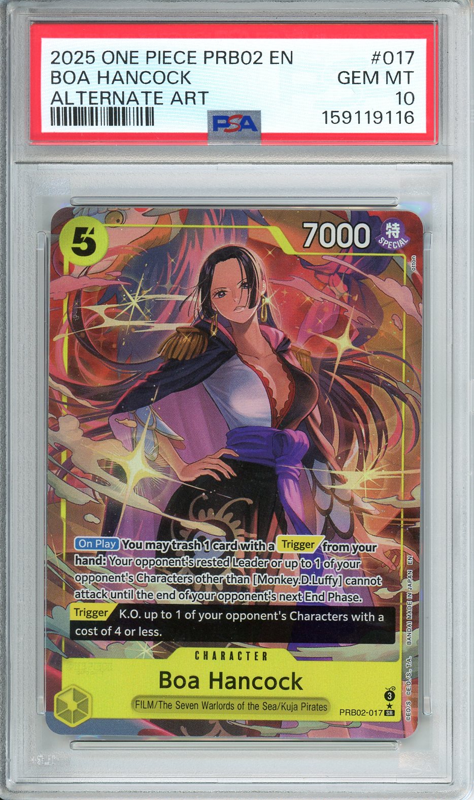 2025 One Piece PRB02 EN Boa Hancock Alternate Art #017 PSA 10