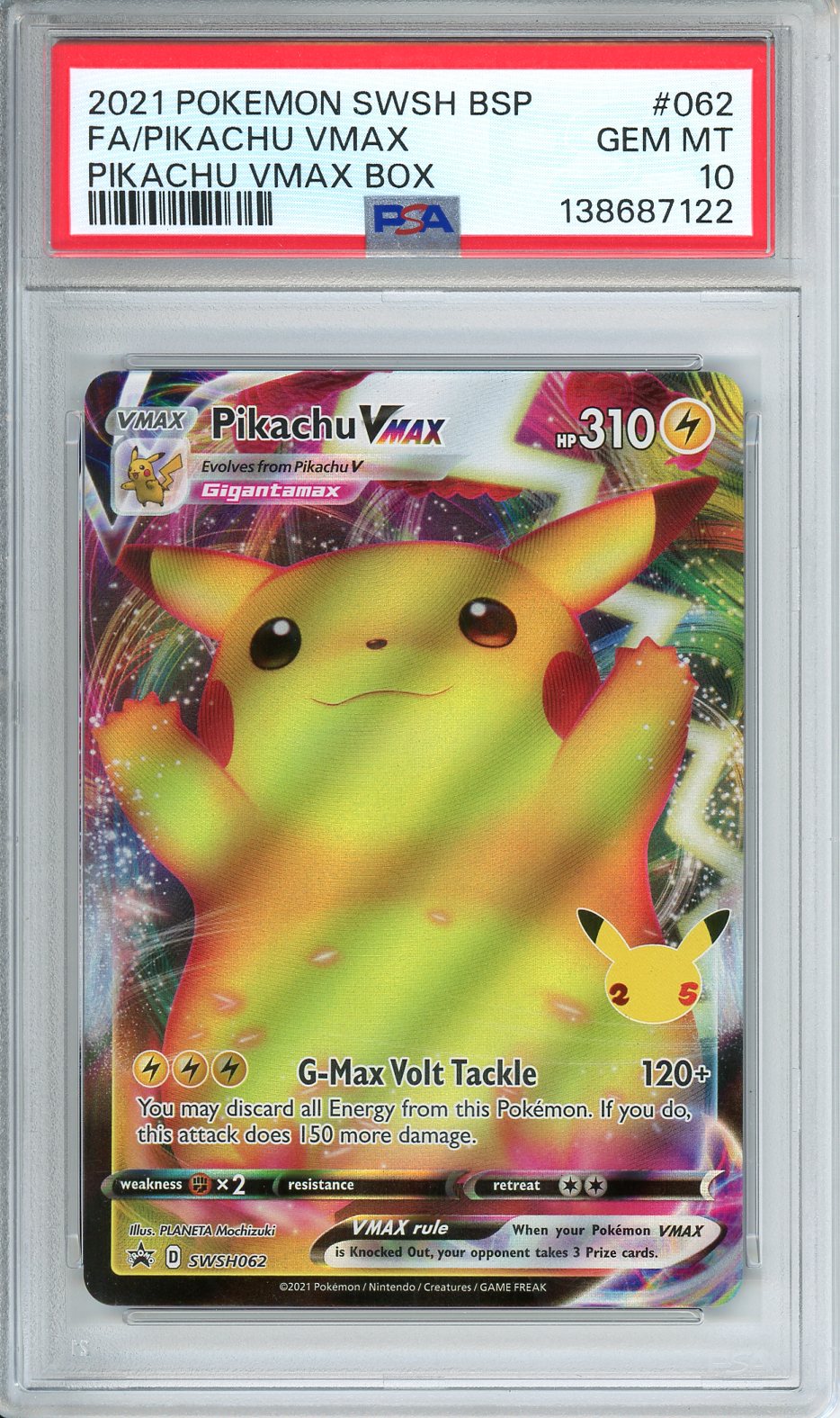 2021 Pokemon SWSH BSP FA / Pikachu VMAX Pikachu VMAX Box #062