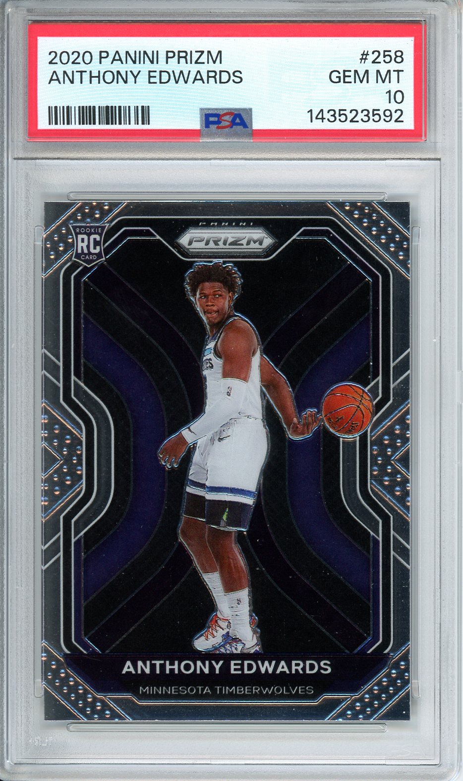 2020 Panini Prizm Anthony Edwards RC #258 PSA 10