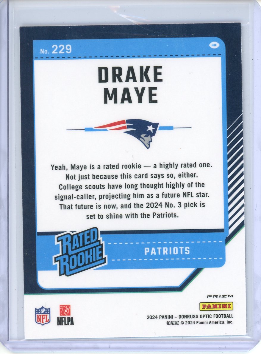2024 Donruss Optic Drake Maye Rated Rookie Silver No. 229