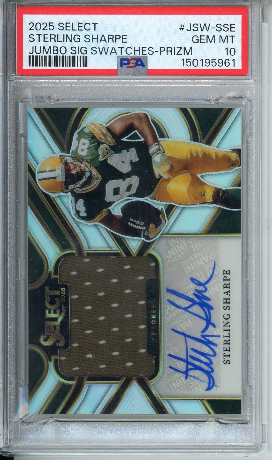 2025 Select Sterling Sharpe Jumbo Siganture Swatches Prizm Auto PSA 10 JSW-SSE GEM MT