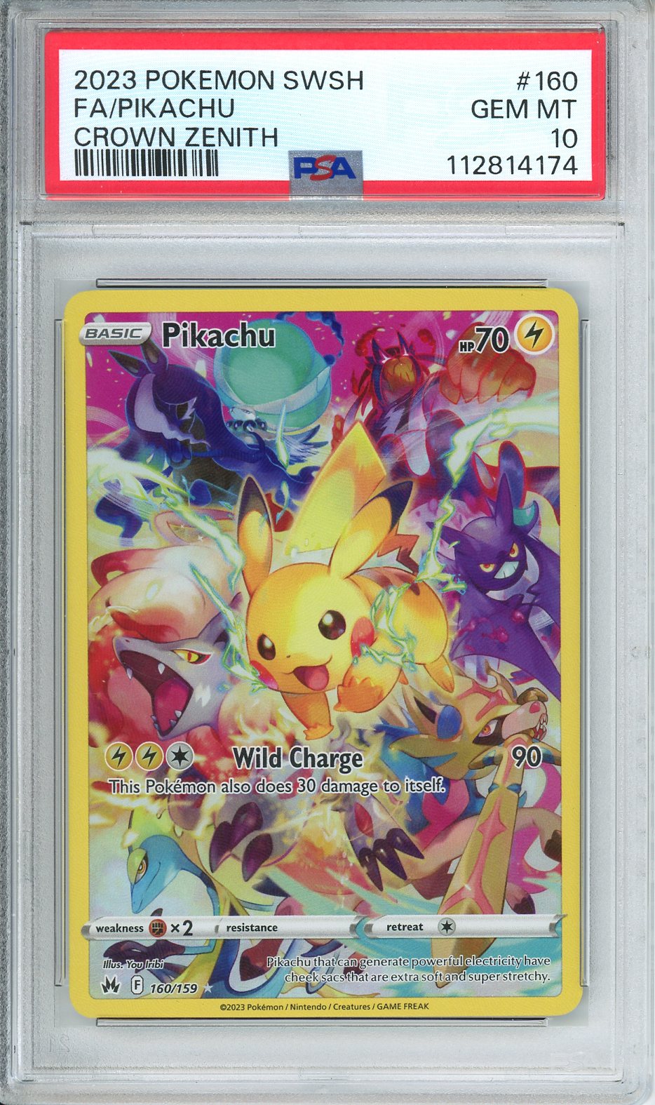 2023 Pokemon SWSH FA / Pikachu Crown Zenith #160 PSA 10