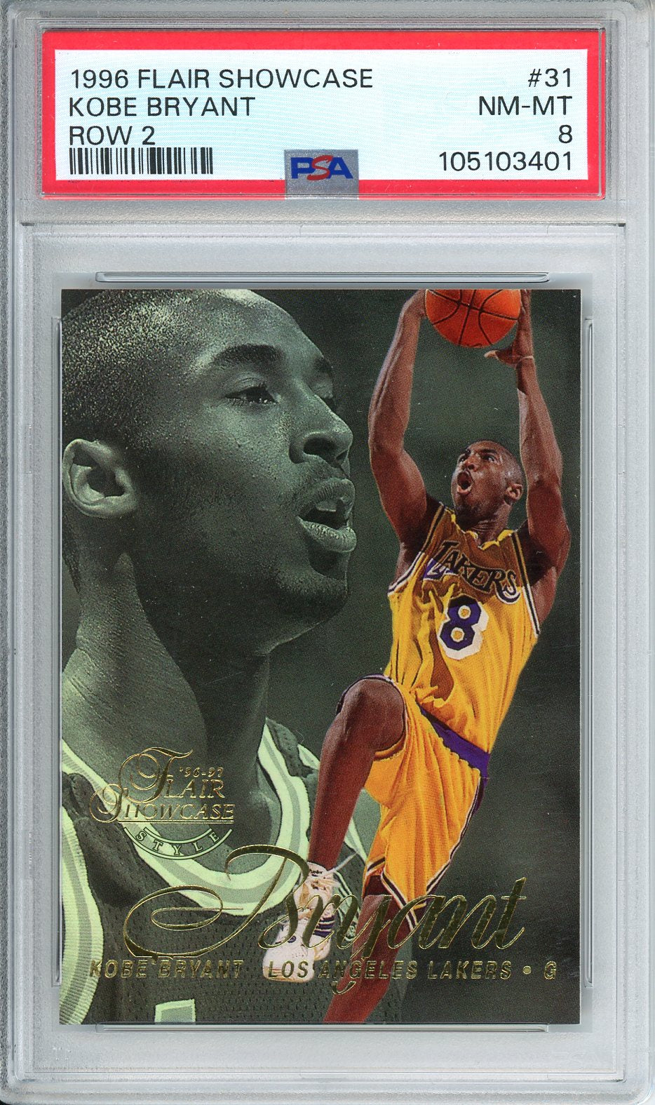 1996 Flair Showcase Kobe Bryant Row 2 #31 PSA 8