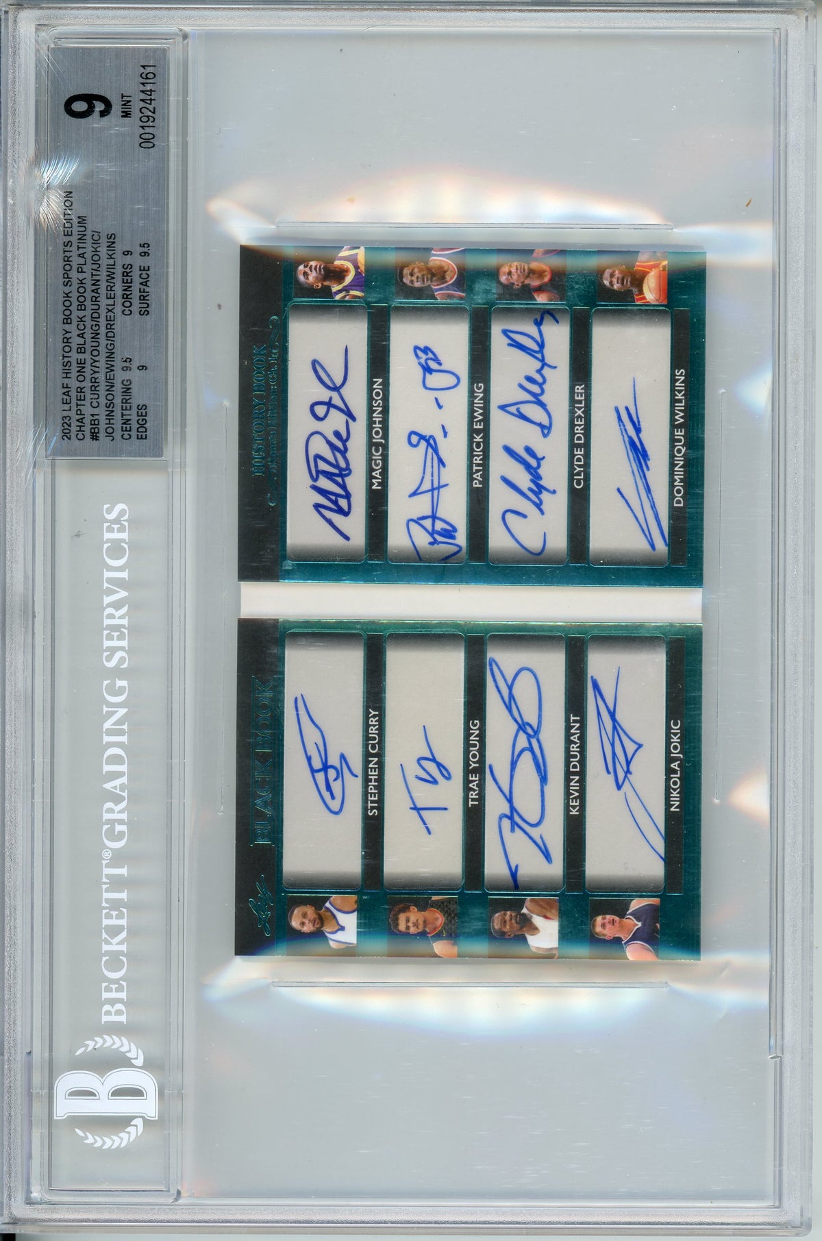 2023 History Book Curry/Johnson/Young/Ewing/Drexler/Durant/Wilkins/Jokic Auto /5 BGS 9