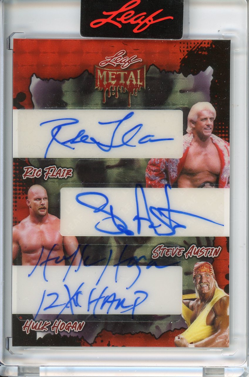 2025 Leaf Metal Halloween Ric Flair / Steve Austin / Hulk Hogan Triple Autograph 1/1 TA-6