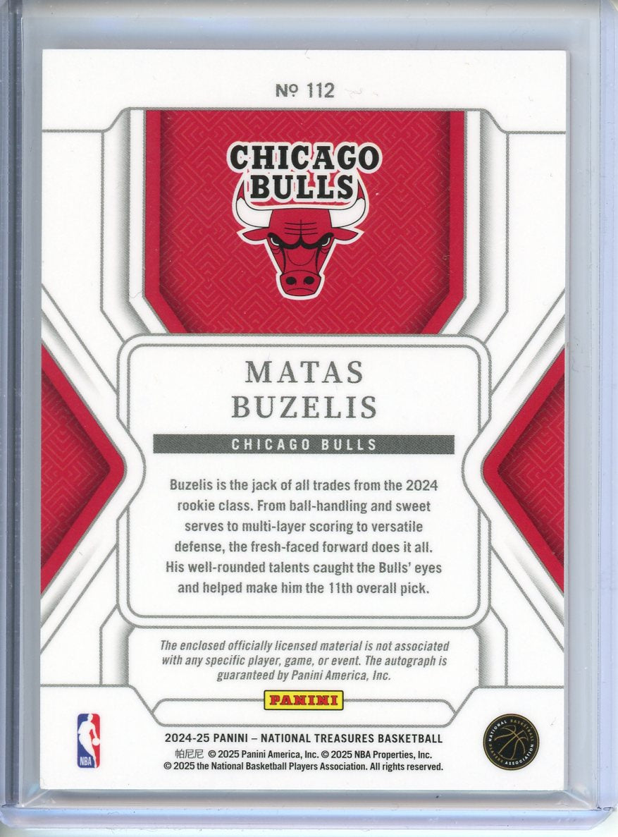 2024-25 Panini National Treasures Matas Buzelis RC #112 Patch Auto /8