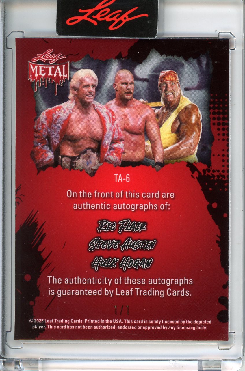 2025 Leaf Metal Halloween Ric Flair / Steve Austin / Hulk Hogan Triple Autograph 1/1 TA-6