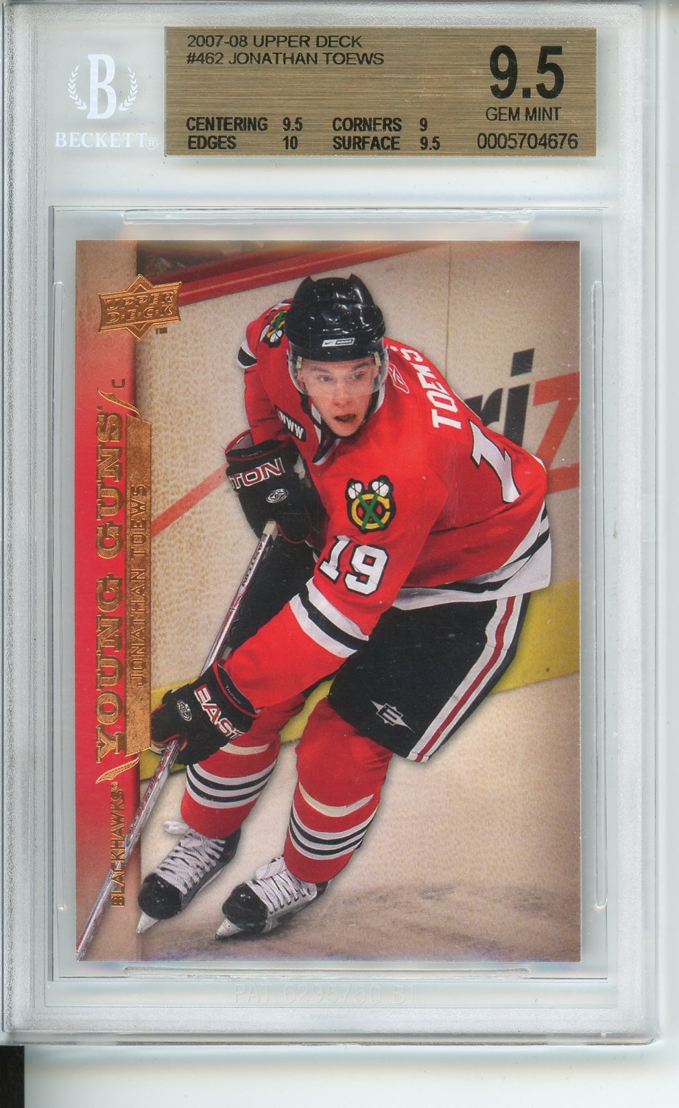 2007 - 08 Upper Deck Jonathan Toews #462 Beckett 9.5