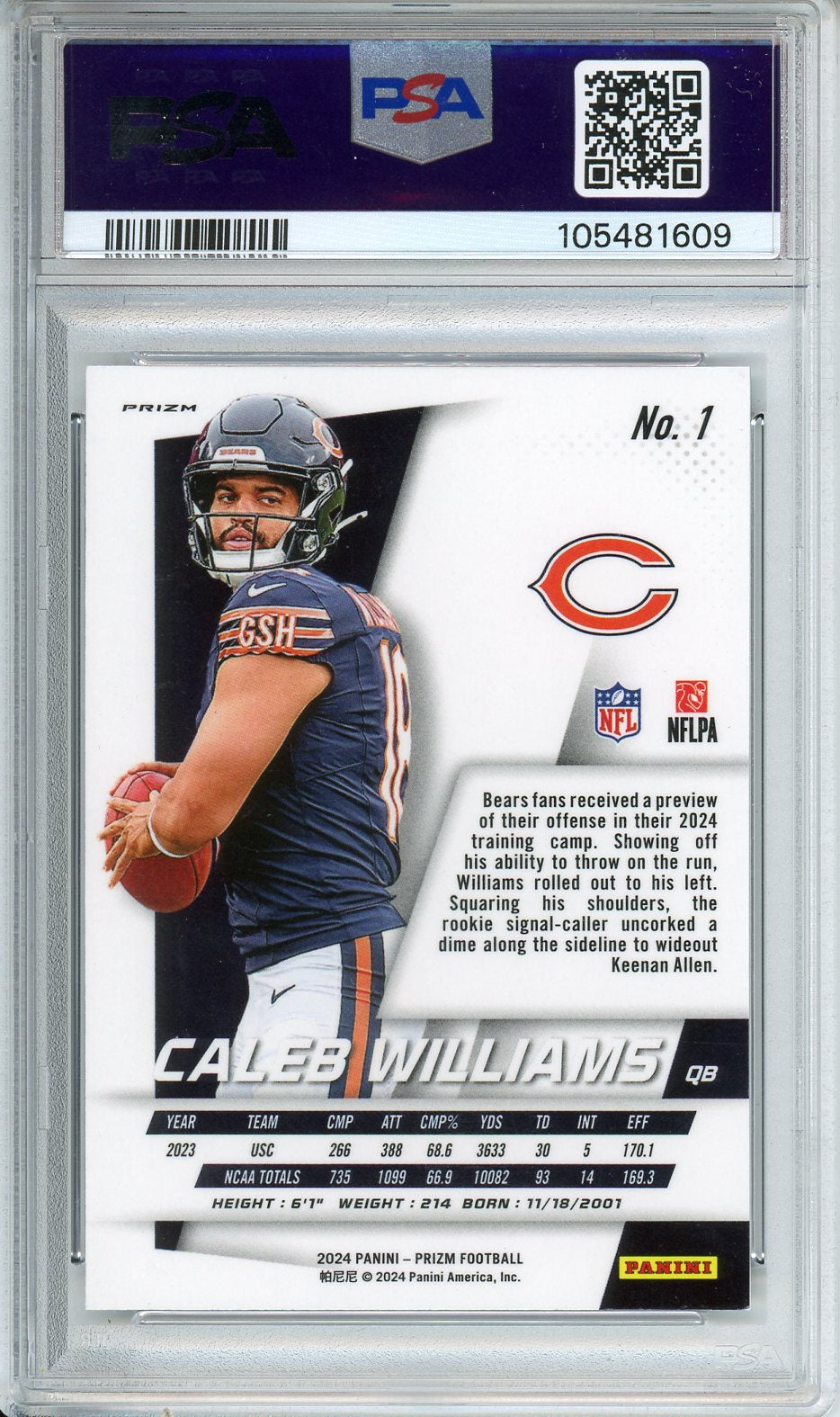 2024 Prizm Caleb Williams Flashback Rookie #1 PSA 9