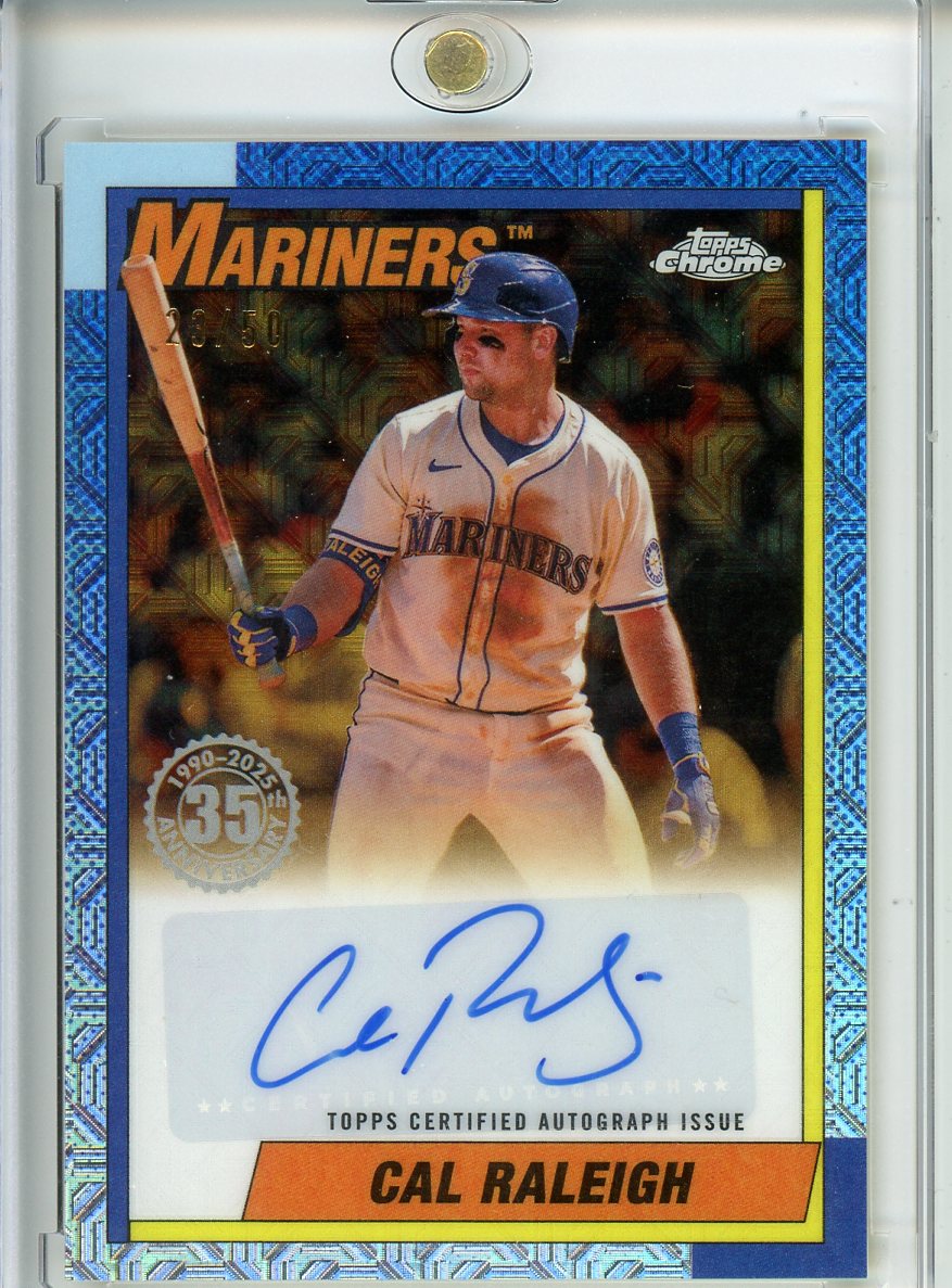 2025 Topps Cal Raleigh 1990 35th Auto Mojo /50 90CA2-CR