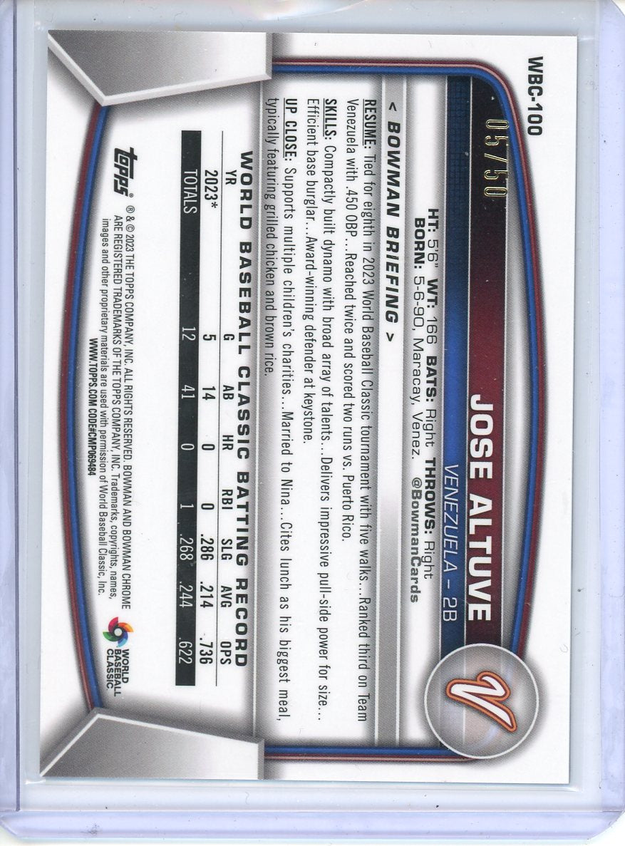 2023 Bowman Chrome Jose Altuve World Baseball Classic Gold /50 WBC-100