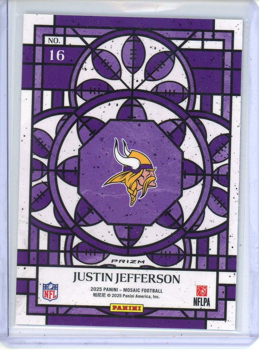 2025 Panini Mosaic Football Justin Jefferson Staind Glass Prizm No. 16
