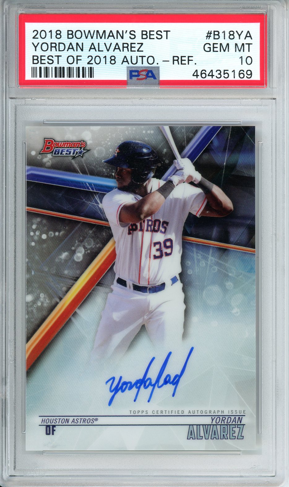 2018 Bowman's Best Yordan Alvarez Best Of 2018 Auto. - REF. #B18YA PSA 10