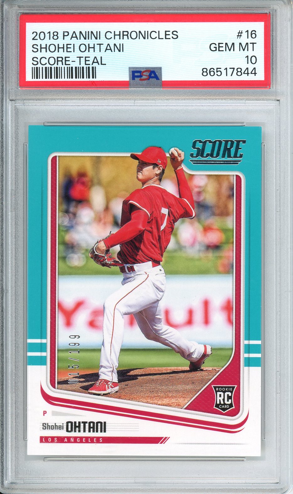 2018 Panini Chronicles Shohei Ohtani Score - Teal #16 PSA 10