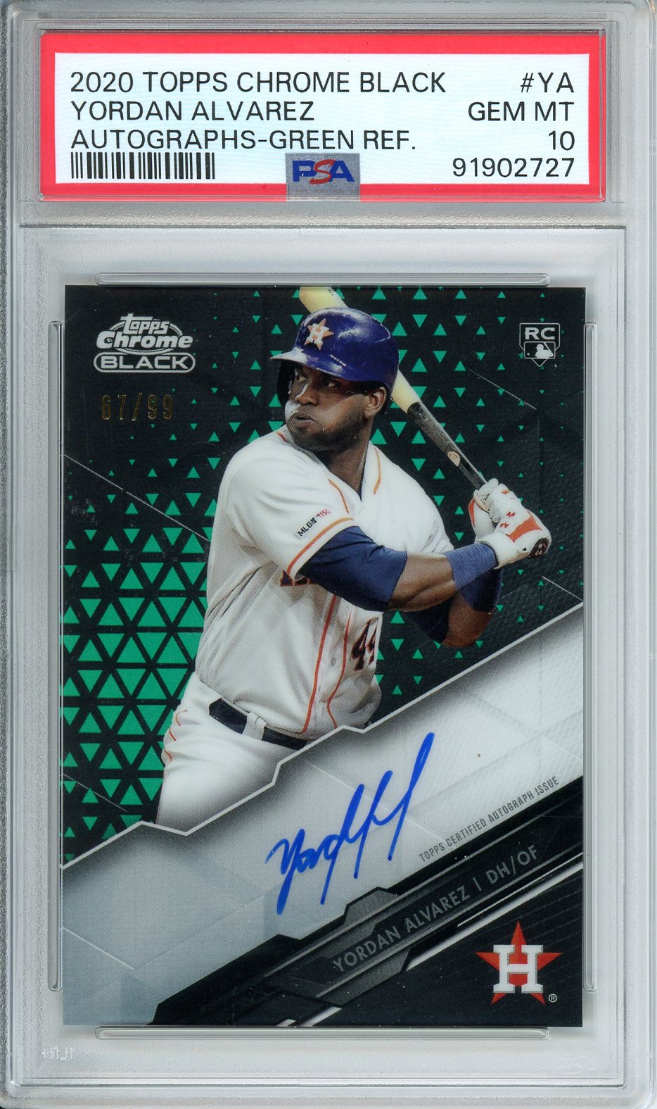 2020 Topps Chrome Black Yordan Alvarez Autographs - Green REF. #YA PSA 10