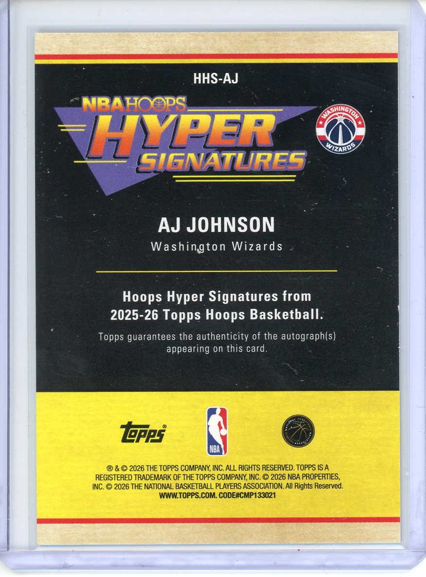 2025-26 Topps Hoops Hyper Signatures AJ Johnson Auto Orange /25 HHS-AJ