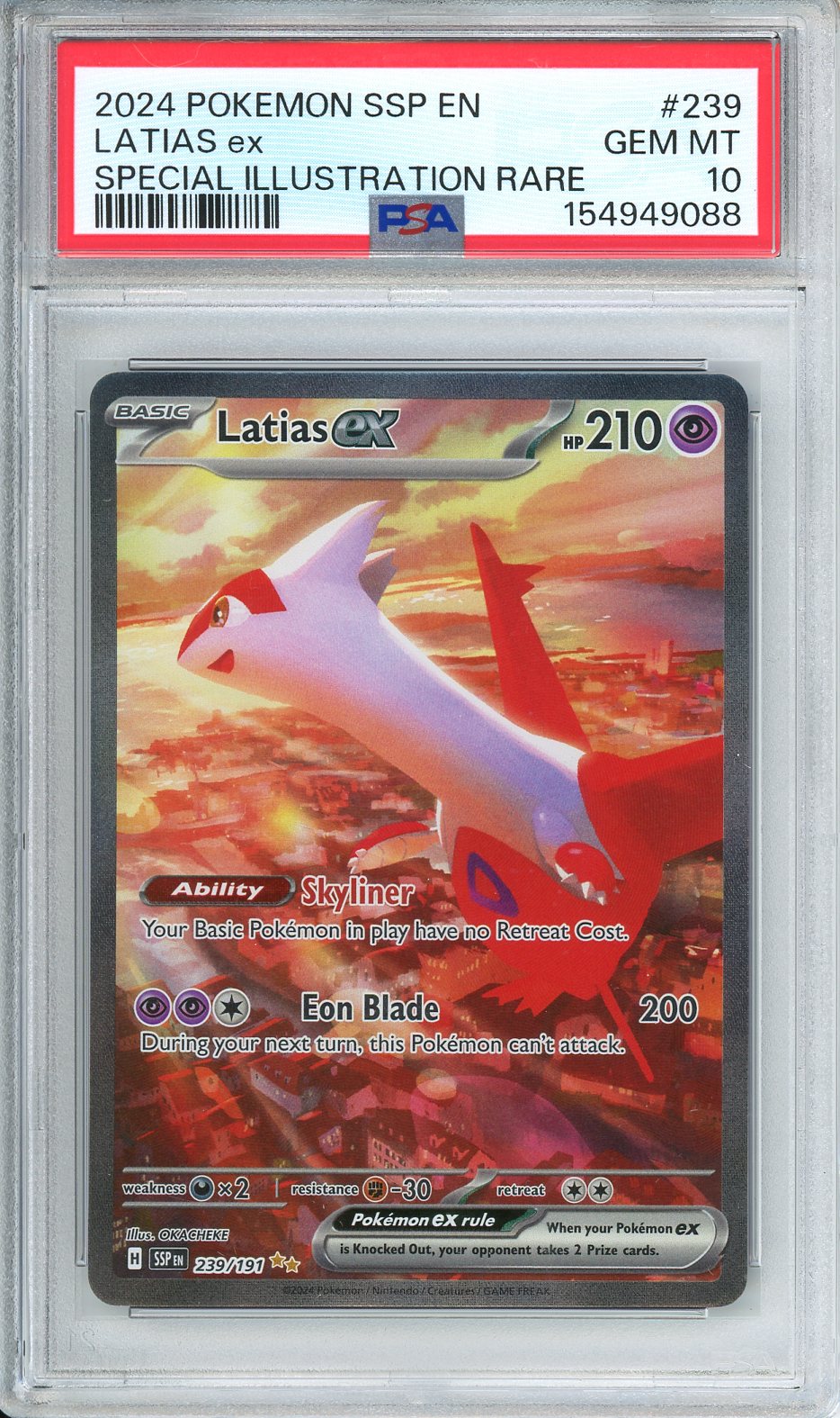 2024 Pokemon SSP EN Latias ex Special Illustration Rare #239 PSA 10