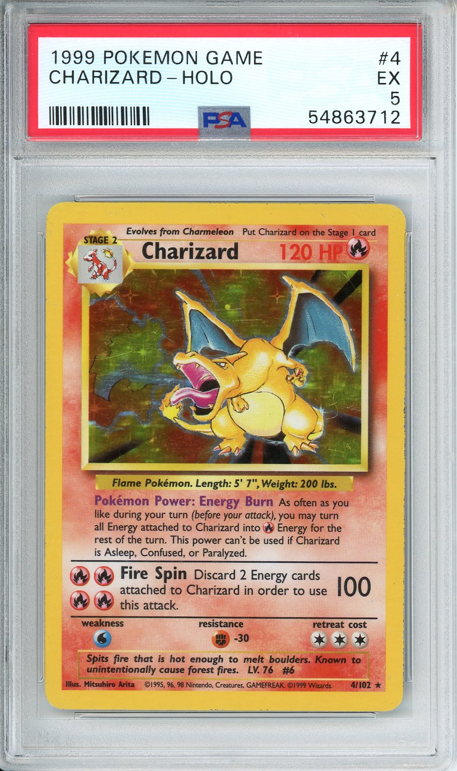 1999 Pokemon Game Charizard-Holo #4 PSA 5
