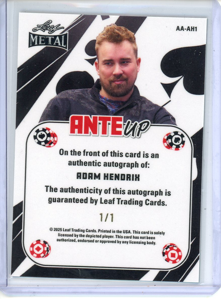 2025 Leaf Metal Poker Ante Up Adam Hendrix Green Ice Auto 1/1 AA-AH1