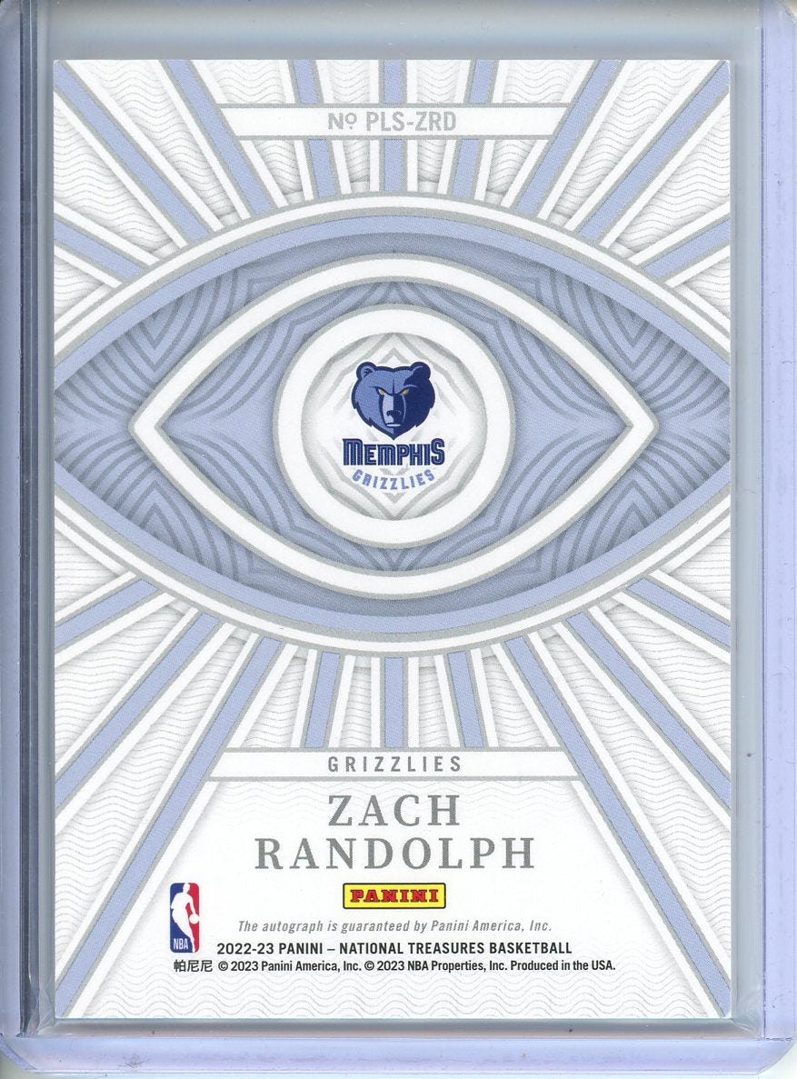 2022-23 Panini National Treasures Zach Randolph #PLS-ZRD Peerless Auto /25