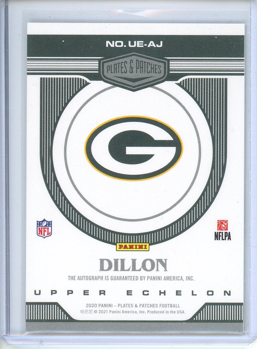 2020 Panini Plates & Patches Aj Dillon Upper Echelon Auto /50 No. UE-AJ
