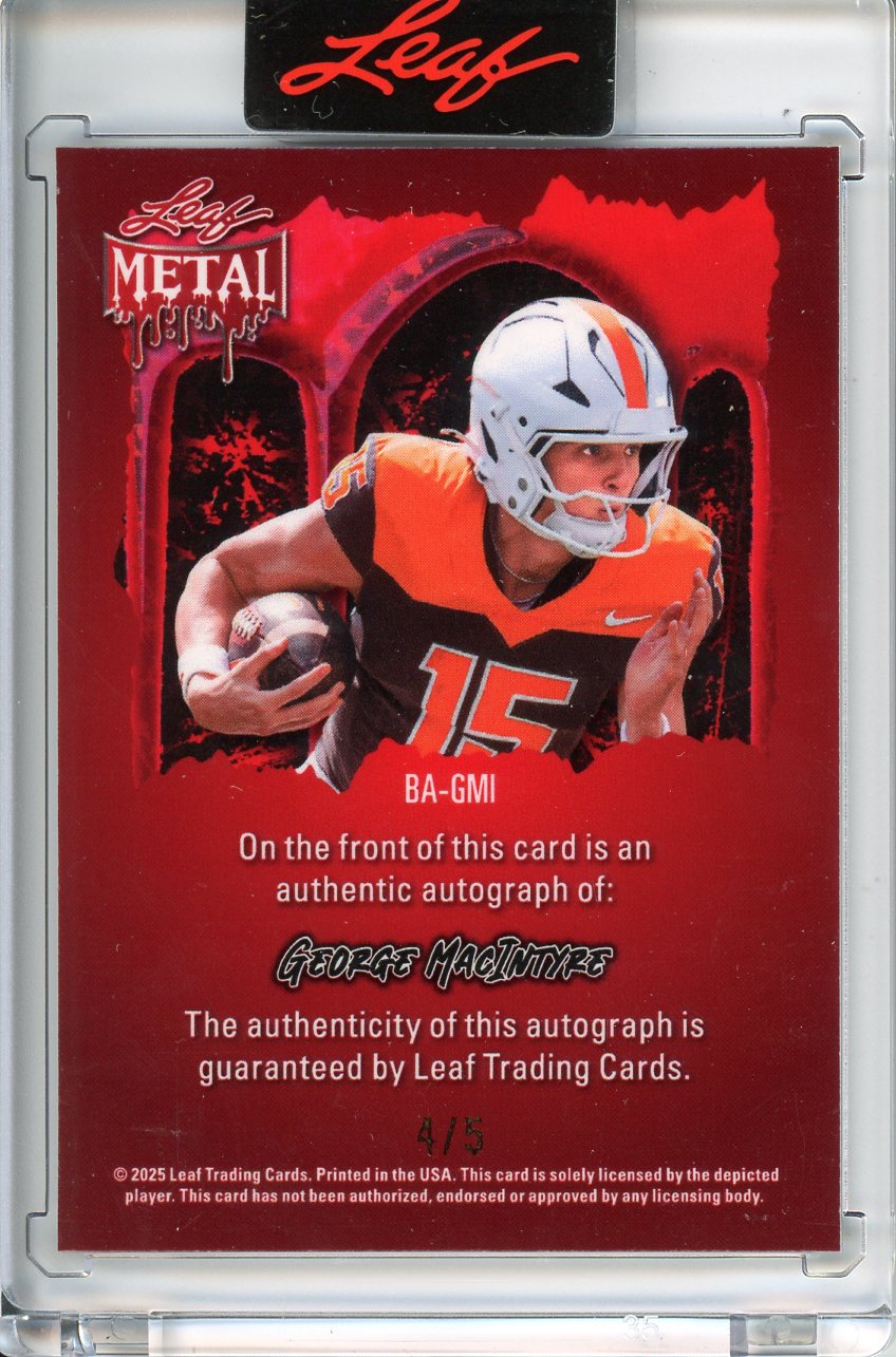 2025 Wild Card Metal Halloween George Macintyre Autograph 4/5