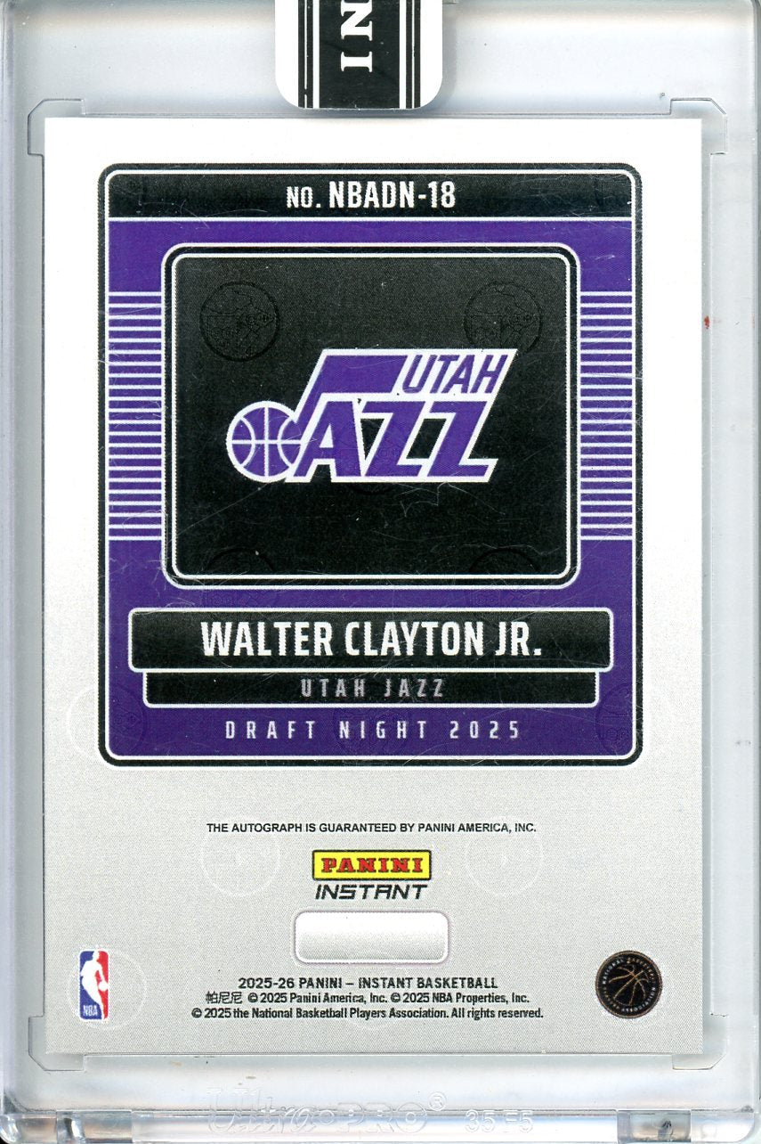 2025-26 Panini Instant Walter Clayton Jr. RC #NBADN-18 Auto