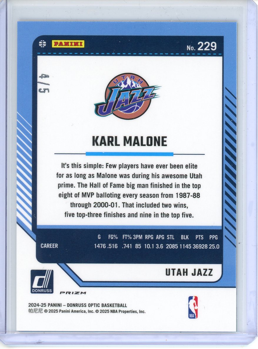 2024-25 Panini Donruss Optic Karl Malone #229 Legends Green /5