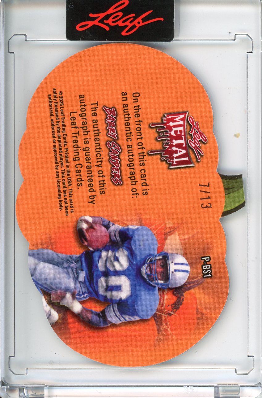 2025 Wild Card Metal Halloween Barry Sanders Autograph 7/13 Pumpkin