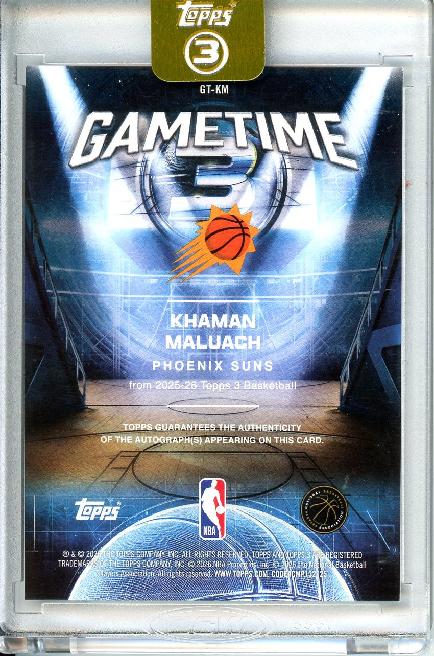 2025-26 Topps 3 Khaman Maluach #GT-KM Gametime Auto /15