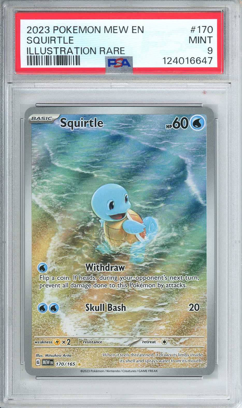 2023 POKEMON MEW EN-151 ILLUSTRATION RARE #170 SQUIRTLE PSA 9