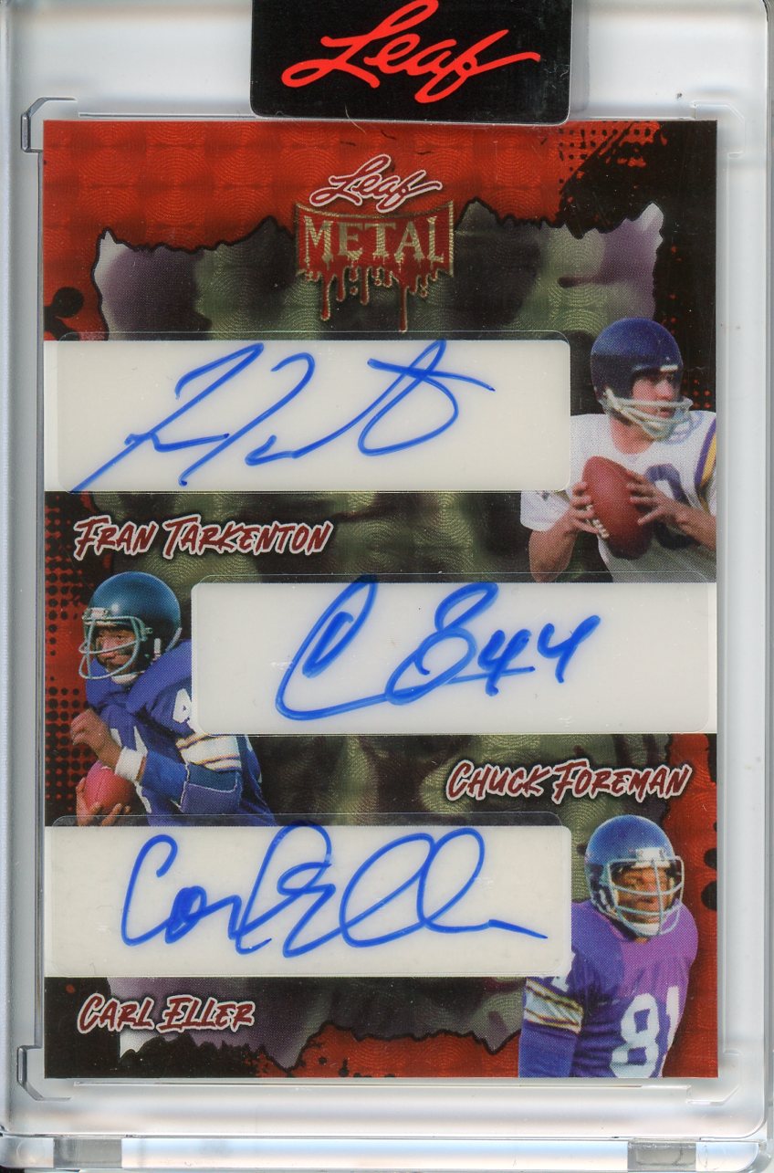 2025 Wild Card Metal Halloween Fran Tarkenton / Chuck Foreman / Carl Eller Triple Autograph 1/1