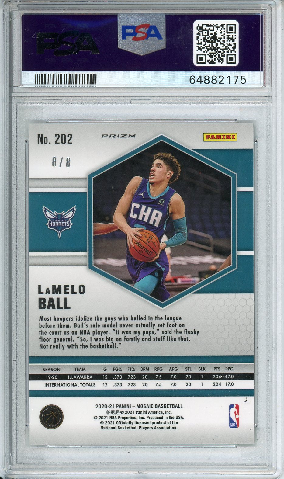 2020 Mosaic Lamelo Ball Black Gold Choice #202 PSA 10