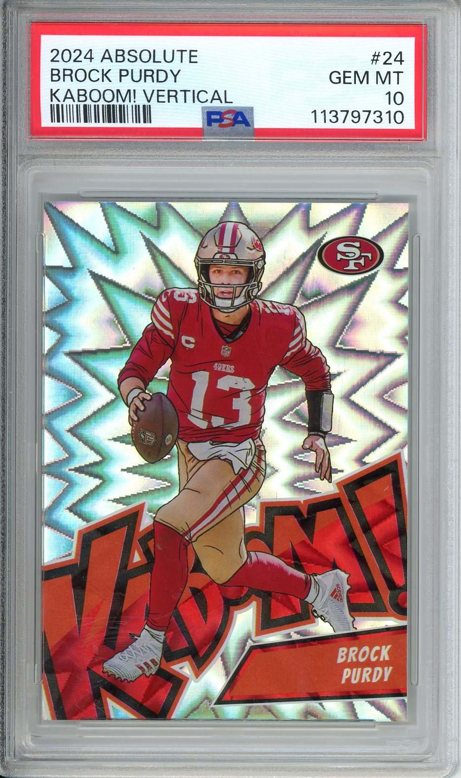 2024 Absolute Brock Purdy Kaboom! Vertical #24 PSA 10