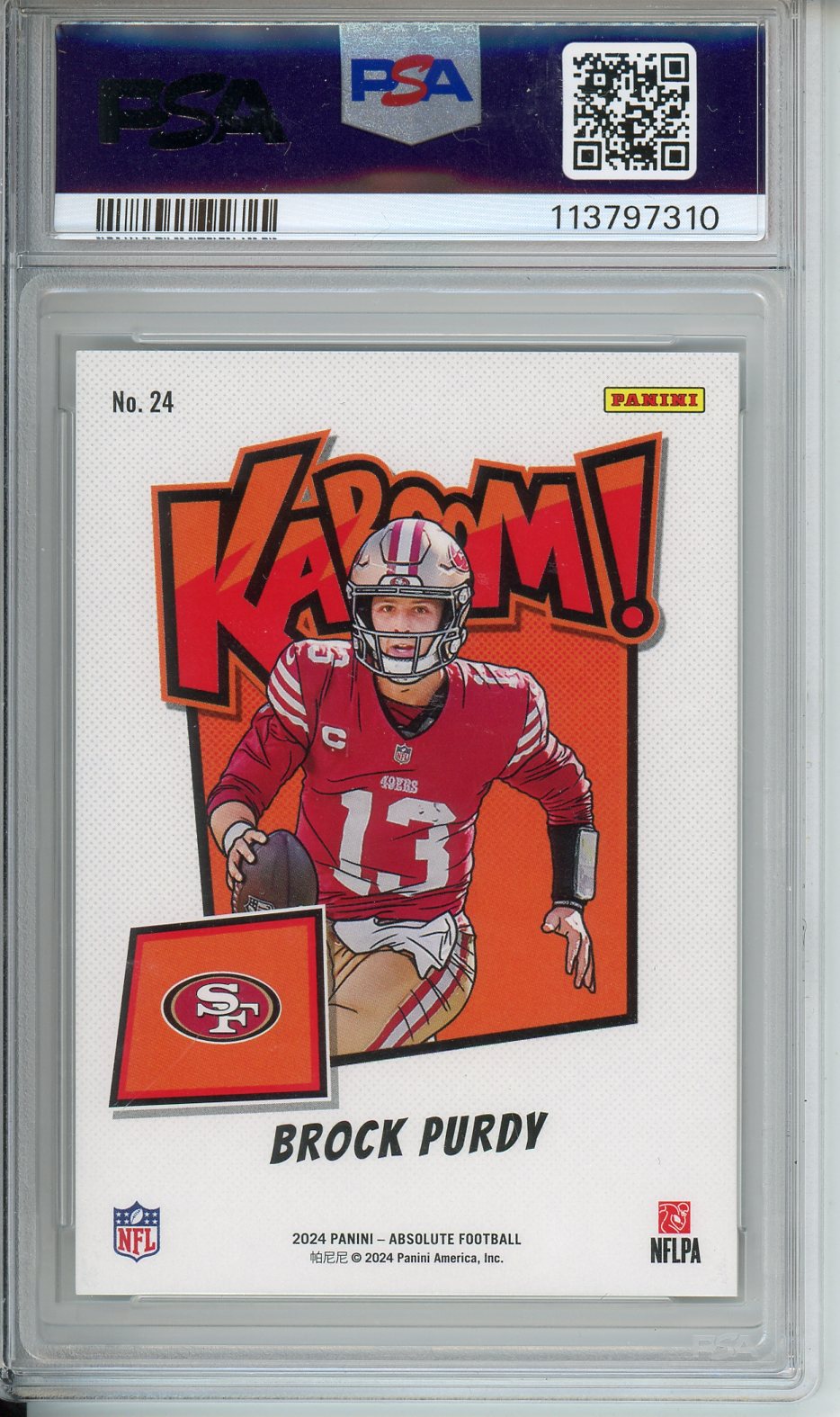 2024 Absolute Brock Purdy Kaboom! Vertical #24 PSA 10