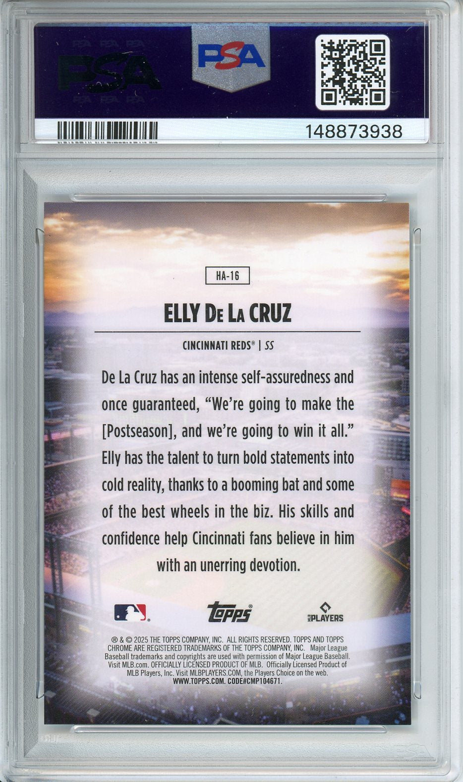 2025 Topps Chrome Elly De La Cruz Home Field Advantage #HA16 PSA 10