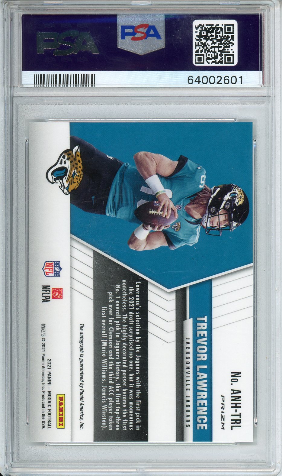 2021 Mosaic Trevor Lawrence Auto.No Huddle PSA/DNA Cert #ANHTRL PSA 10 10
