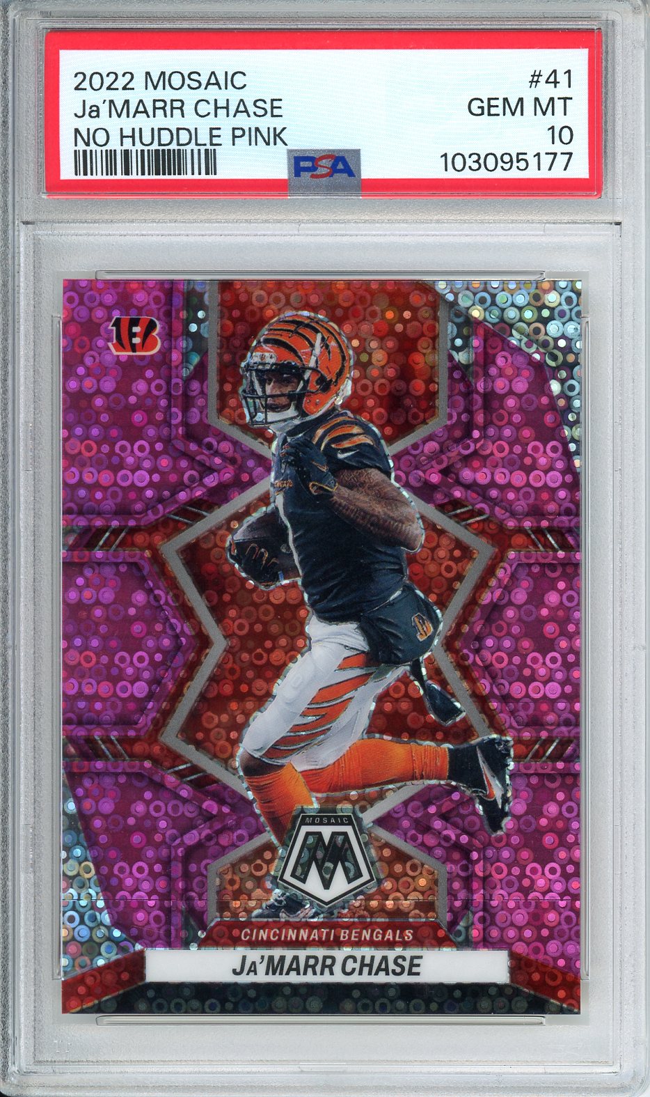 2022 Mosaic Ja'Marr Chase No Huddle Pink #41 PSA 10