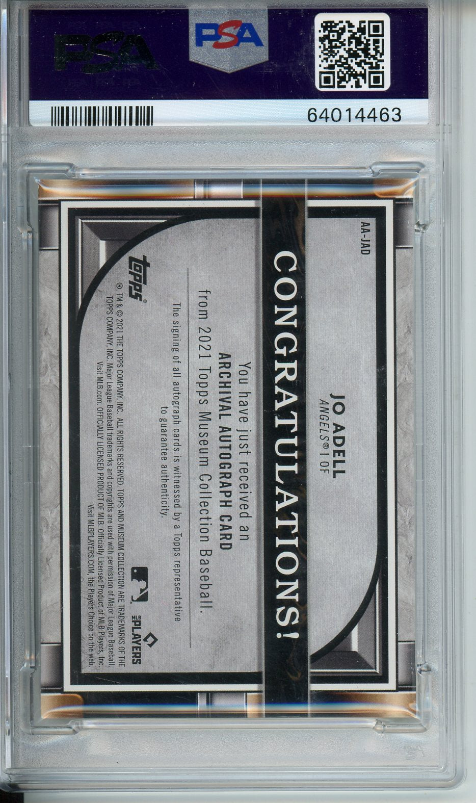 2021 Museum Collection Jo Adell Archival Autographs #JAD PSA 9 Auto 10