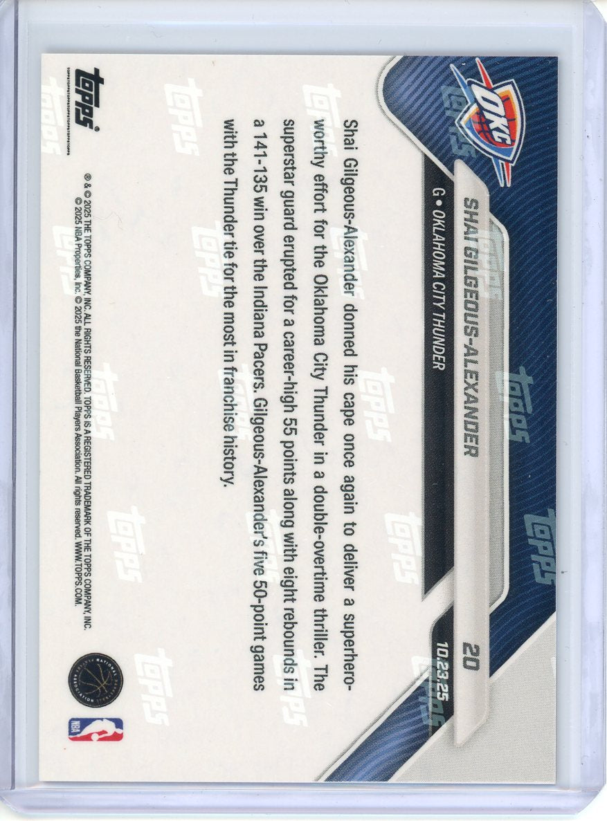 2025-26 Topps Now Shai Gilgeous-Alexander #20 Orange /25