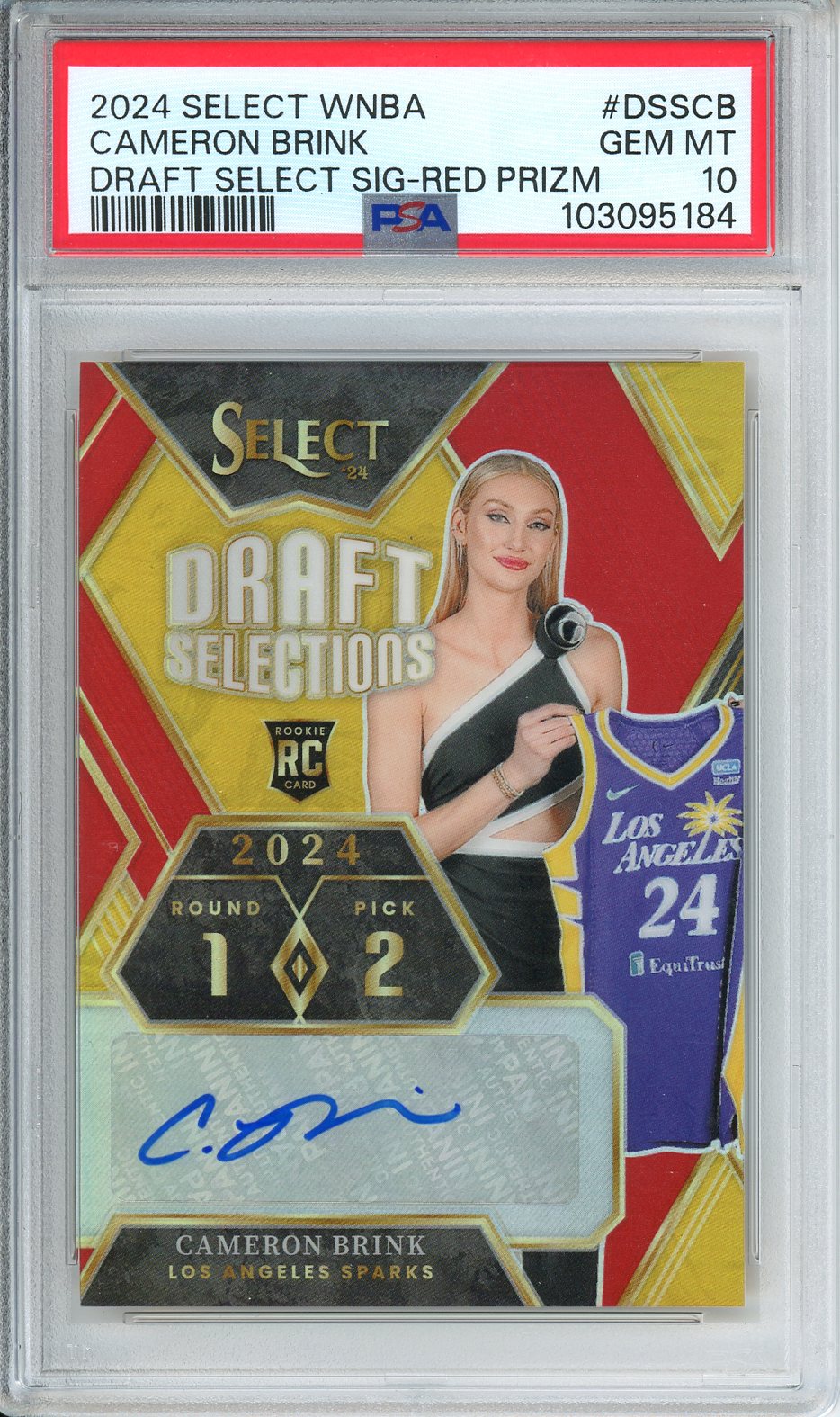 2024 Select WNBA Cameron Brink Draft Select Sig-Red-Prizm #DSSCB PSA 10